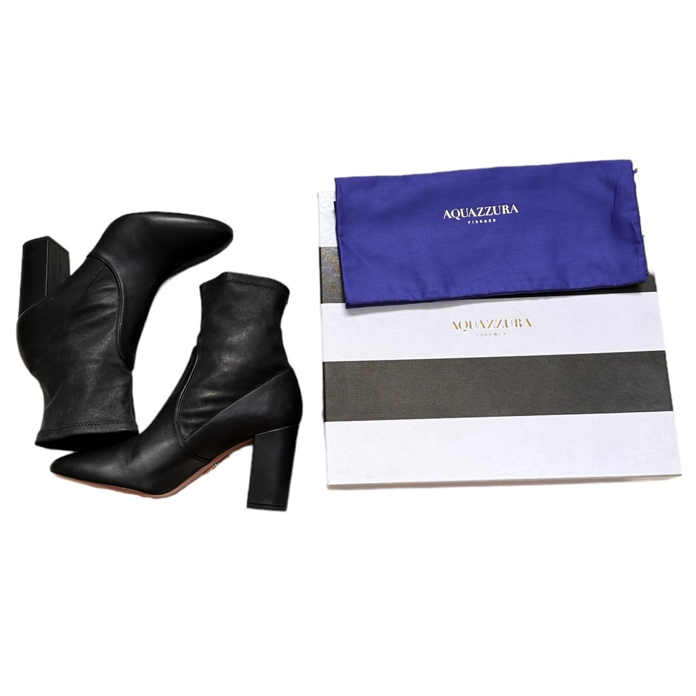 Aquazzura Sock Boot | So Me Bootie | Black stretch Nappa Leather sz 39.5